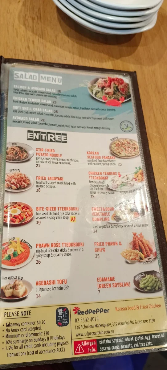 Menu, Red Pepper Chullora