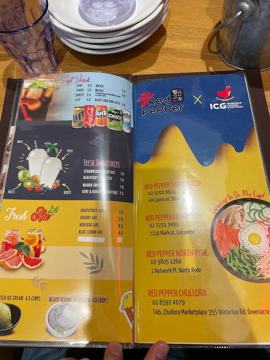 Menu, Red Pepper Chullora
