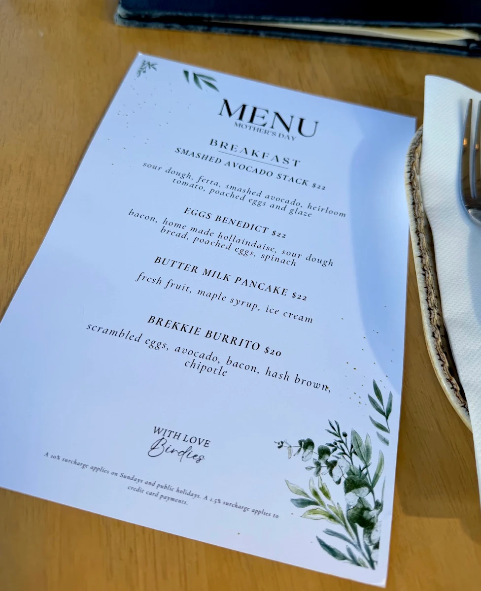 Menu, The Birdhouse (Birdies Woodfired Kitchen)