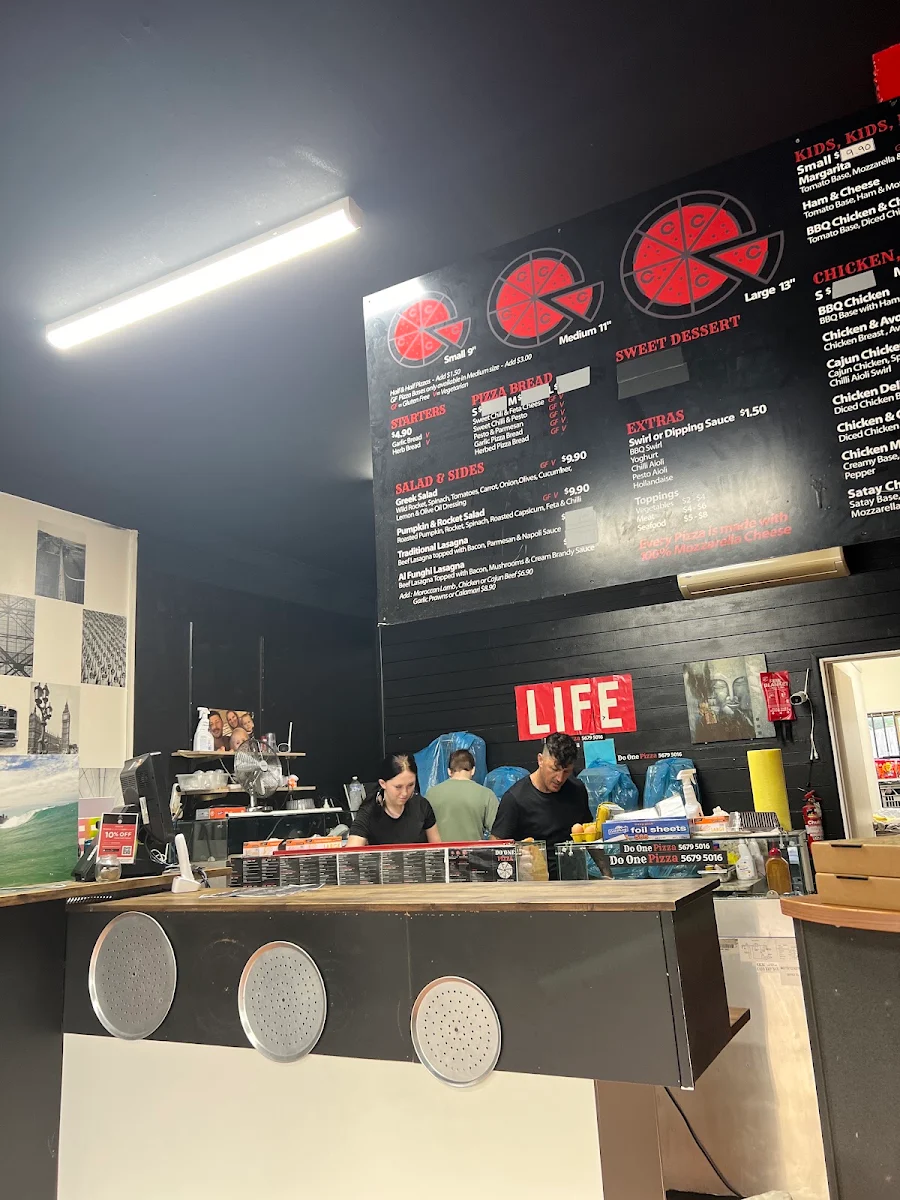 Menu, Do One Pizza