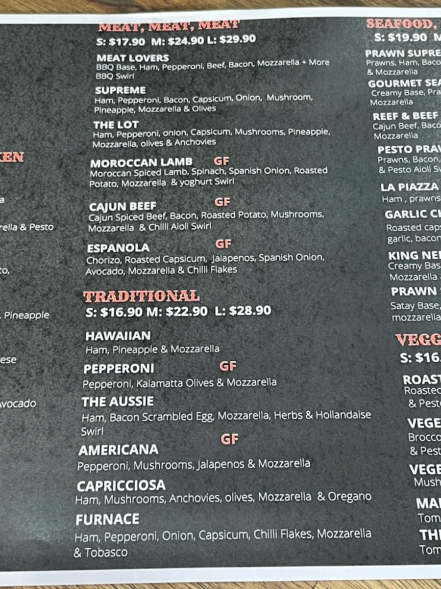 Menu, Do One Pizza