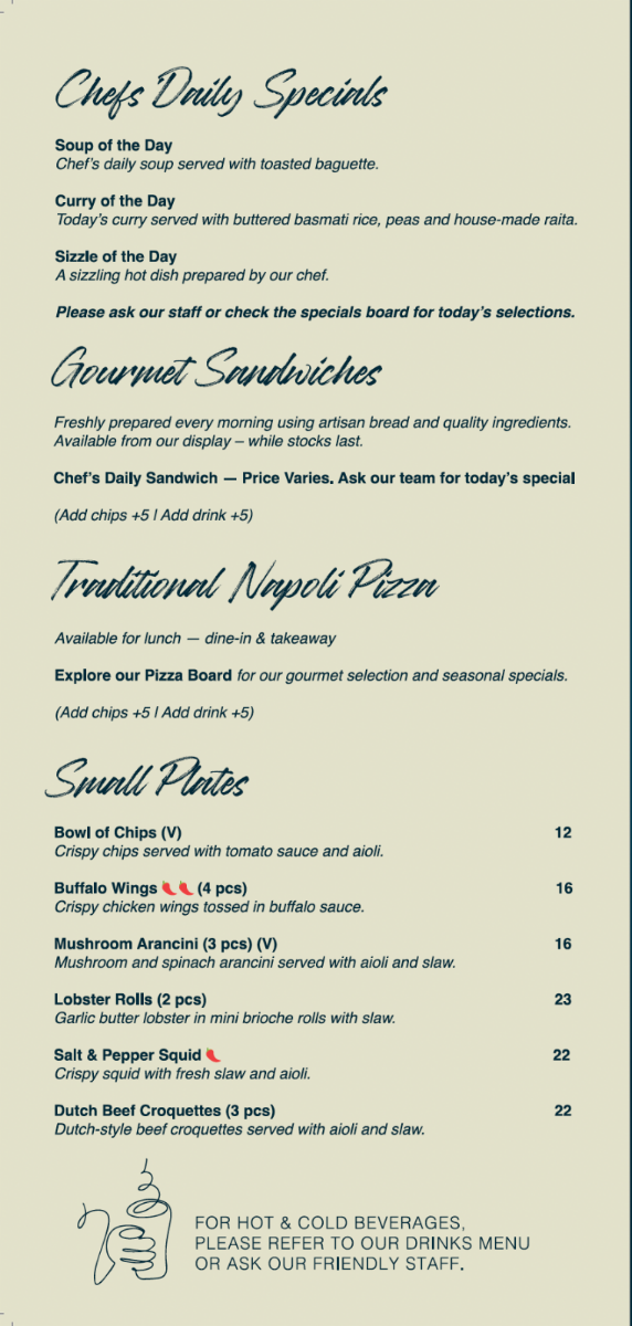 Menu, La Baguette Cafe Berwick