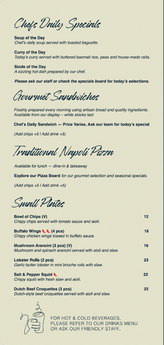 Menu, La Baguette Cafe Berwick