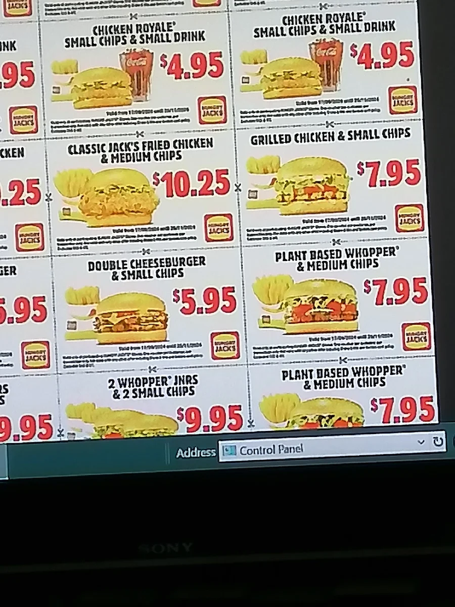 Menu, Hungry Jack's Burgers Kambah