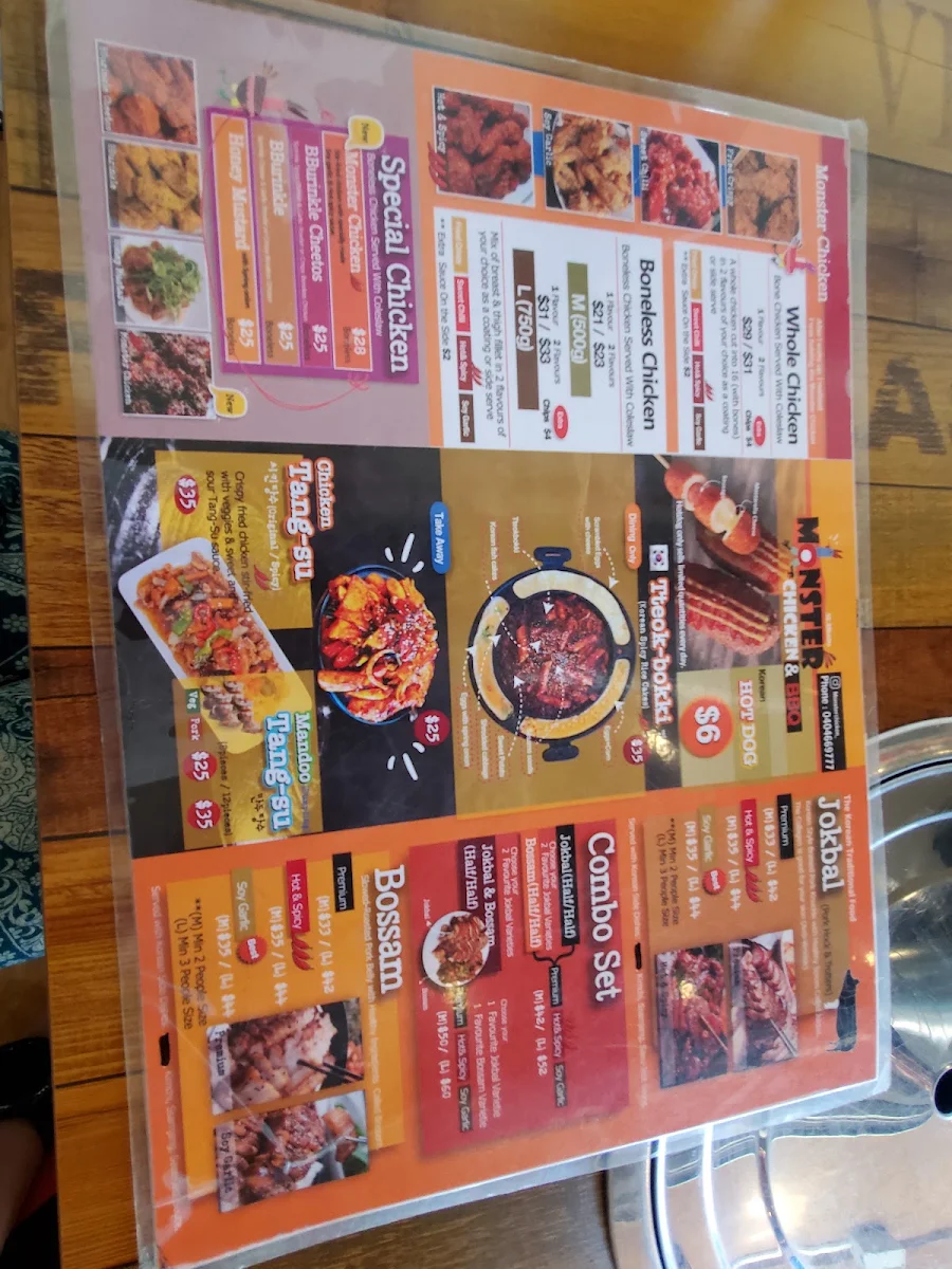 Menu, Monster BBQ & Chicken