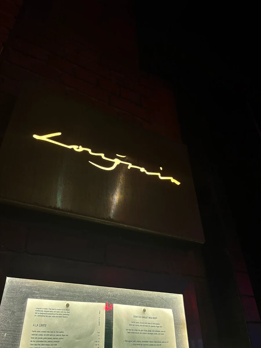 Menu, Longrain Melbourne