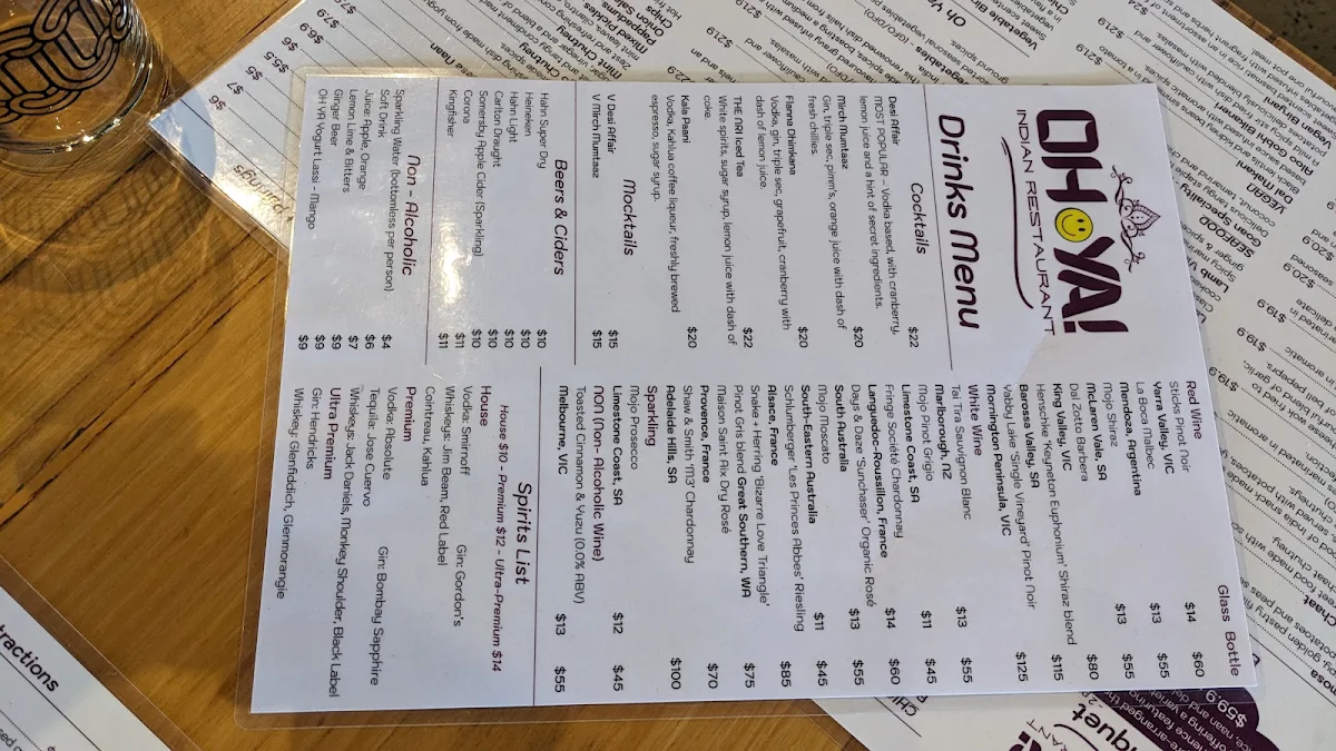 Menu, OH YA