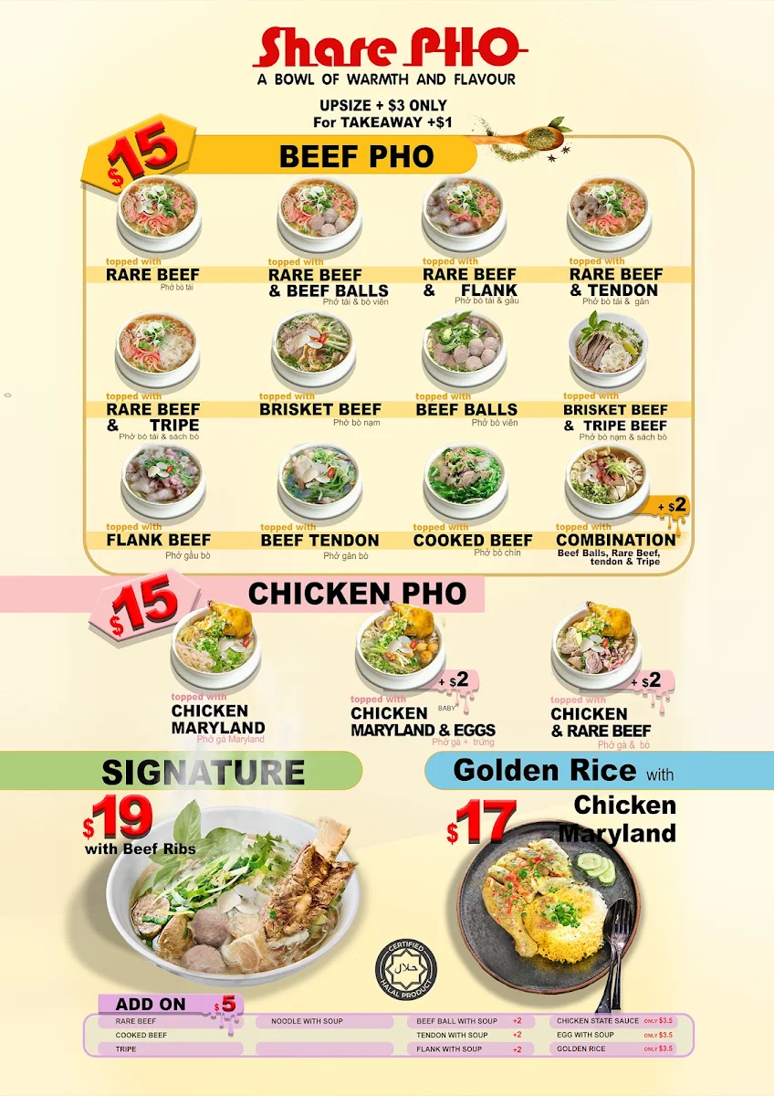 Menu, SharePHO Surry Hills