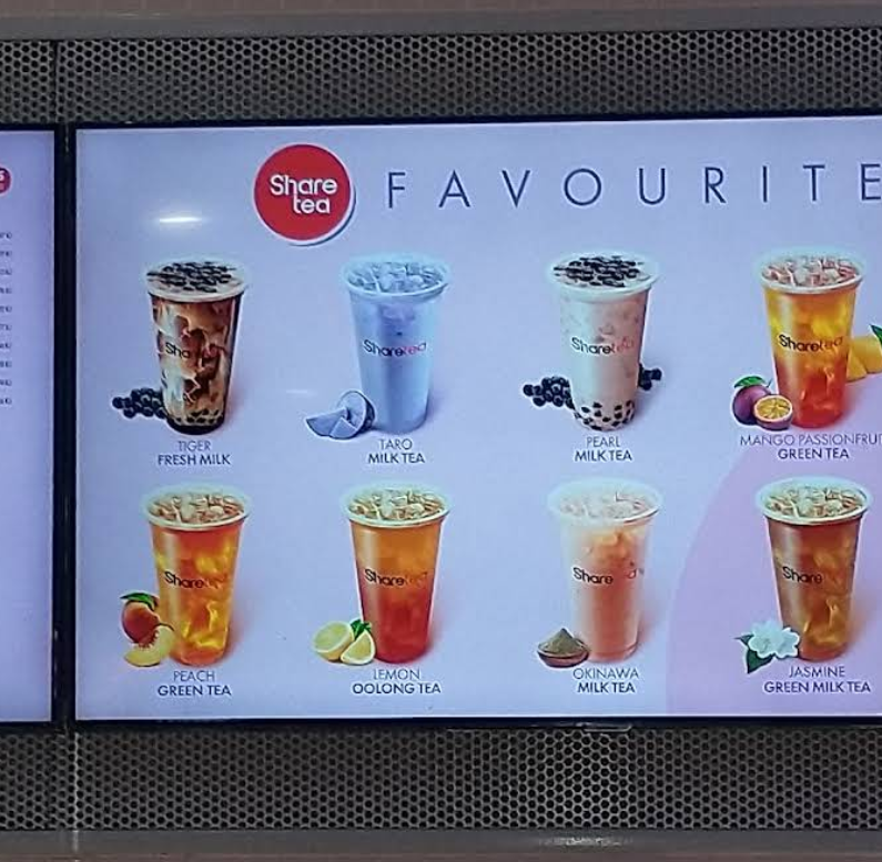Menu, Sharetea Wallsend
