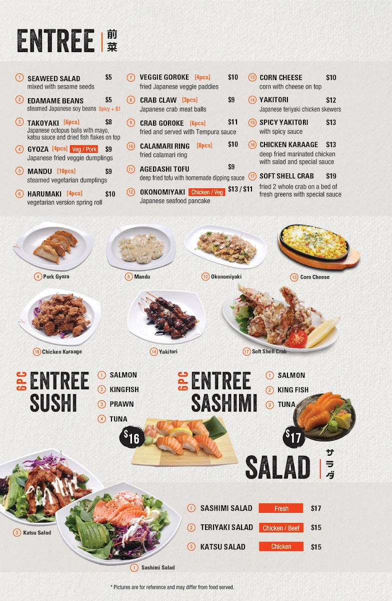 Menu, Moon Fresh Sushi Miranda