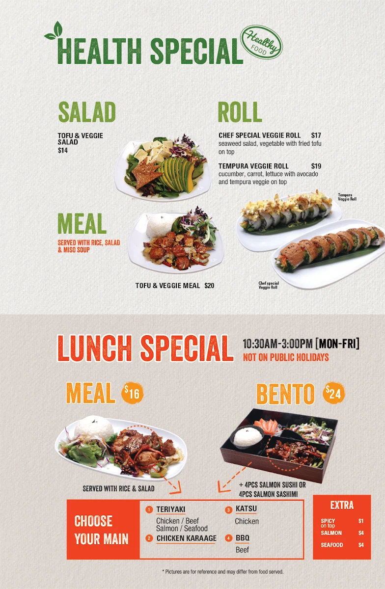 Menu, Moon Fresh Sushi Miranda