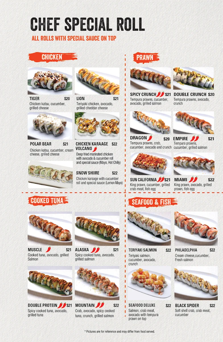 Menu, Moon Fresh Sushi Miranda