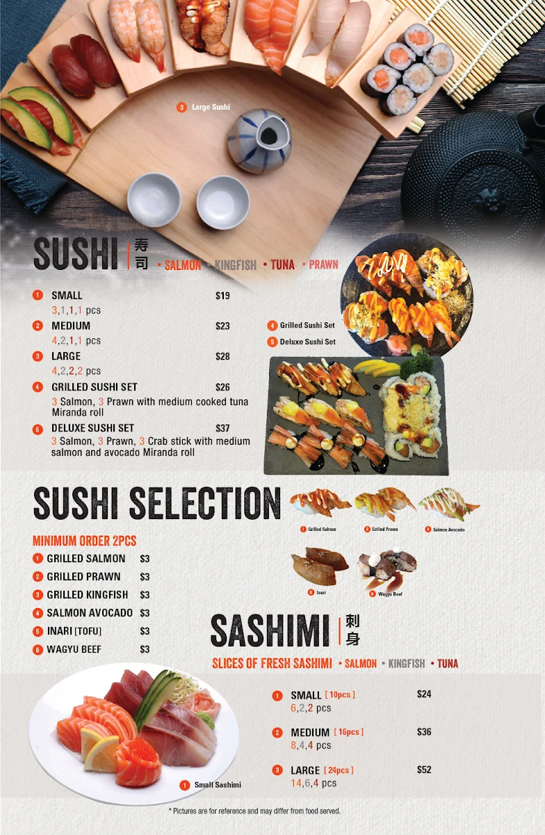 Menu, Moon Fresh Sushi Miranda