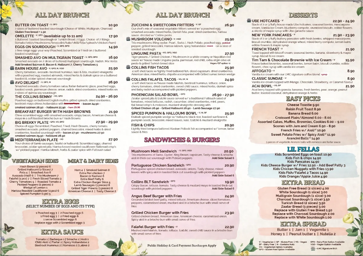 Menu, Lil Miss Collins Richmond