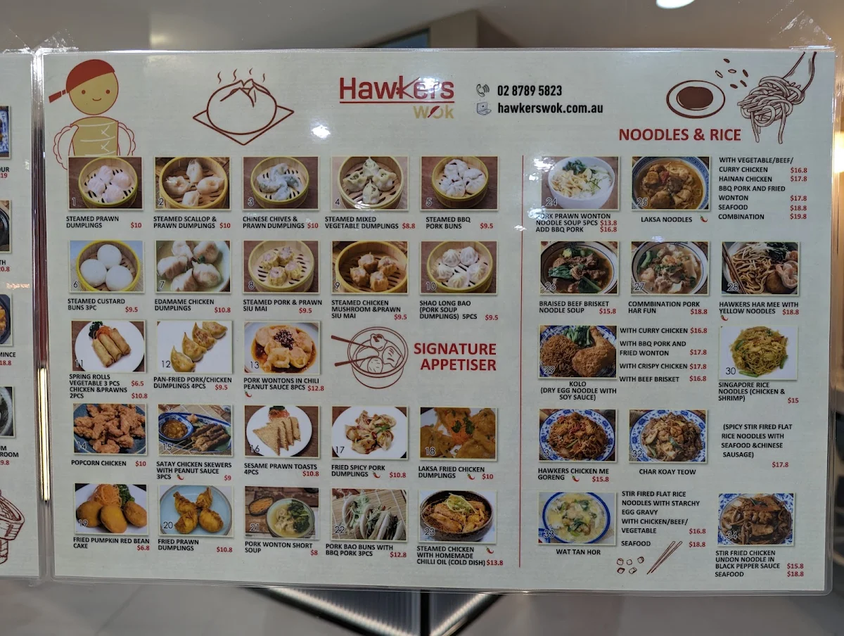 Menu, Hawkers Wok