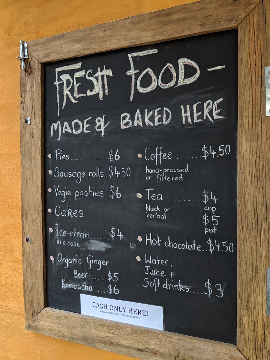Menu, Ellenborough Falls Kiosk
