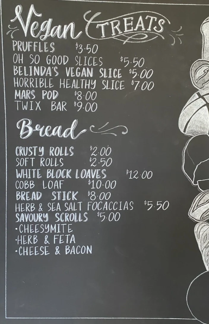Menu, The Good Food Bakery