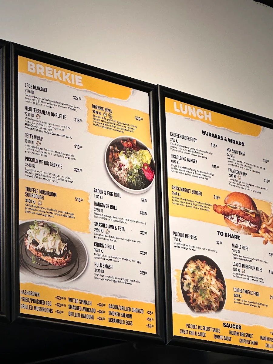 Menu, Piccolo Me Kings Park