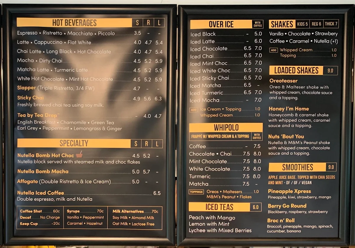 Menu, Piccolo Me Kings Park