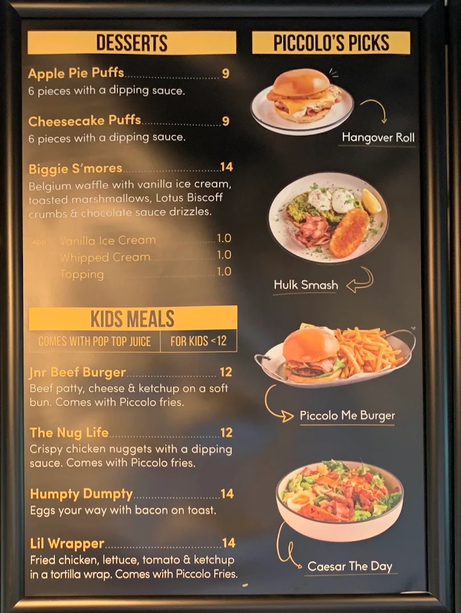 Menu, Piccolo Me Kings Park