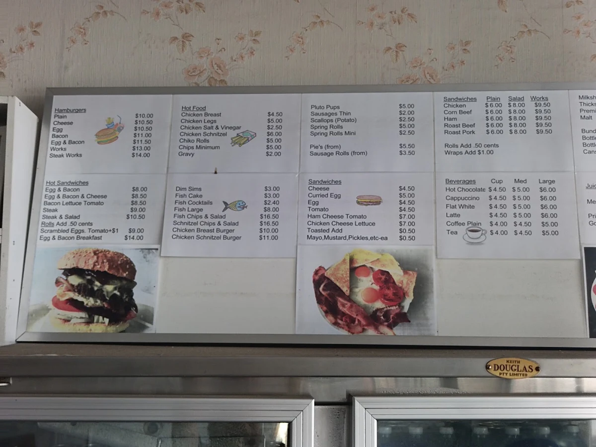 Menu, Fitzroy Milk Bar