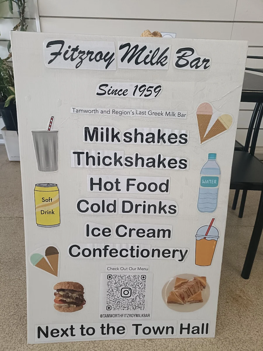 Menu, Fitzroy Milk Bar