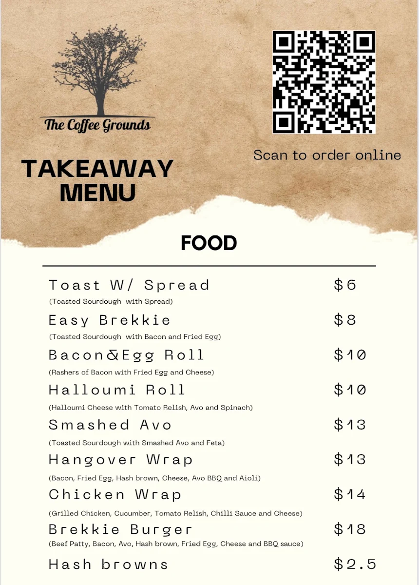 Menu, The Coffee Grounds