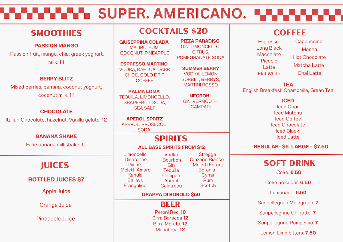 Menu, Super.Americano.