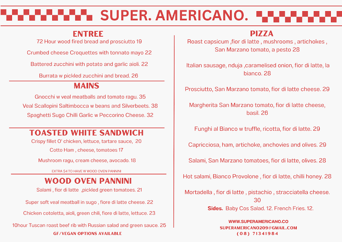 Menu, Super.Americano.