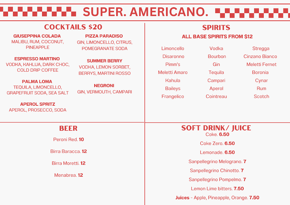 Menu, Super.Americano.