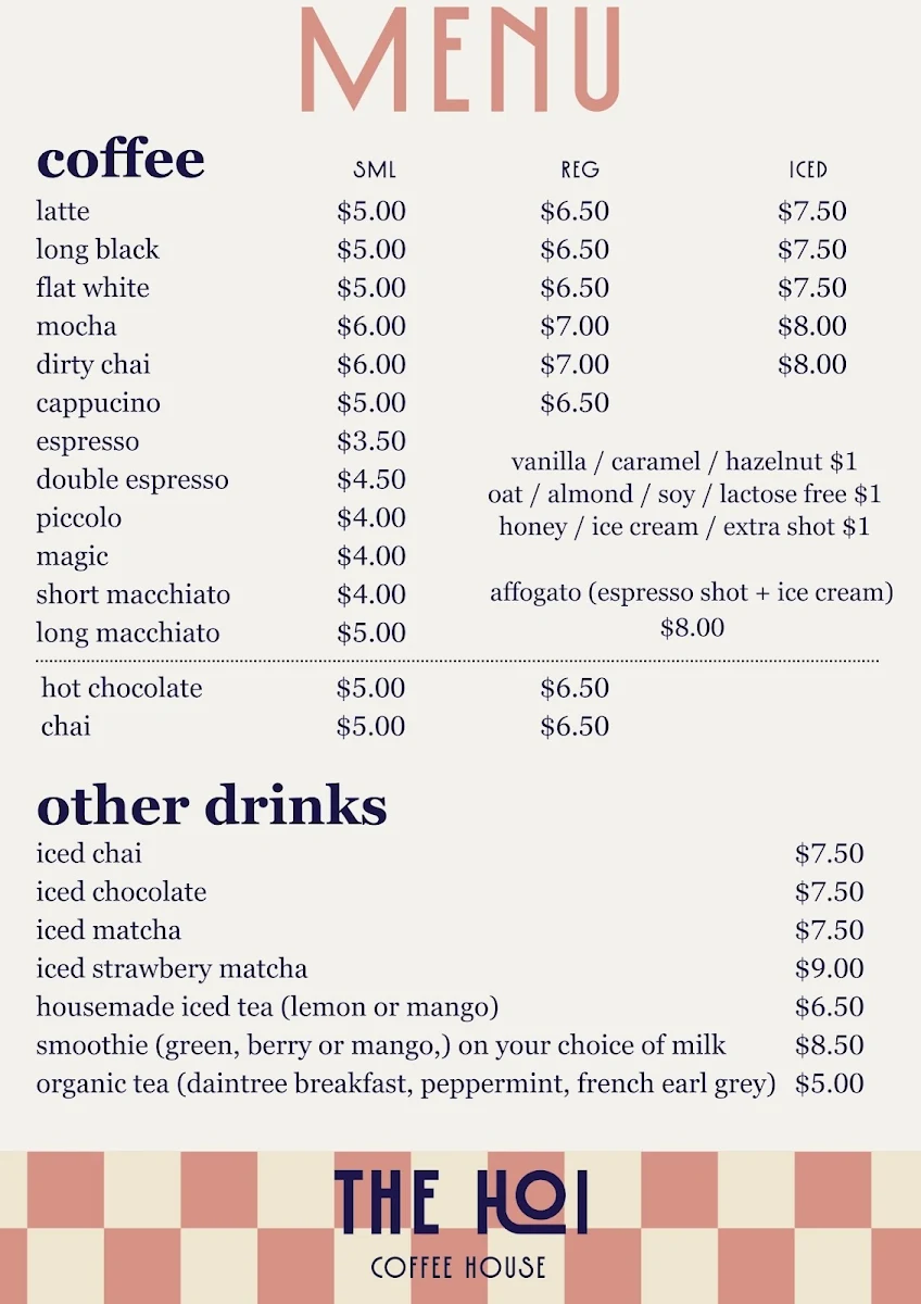 Menu, The Hoi - Coffee House