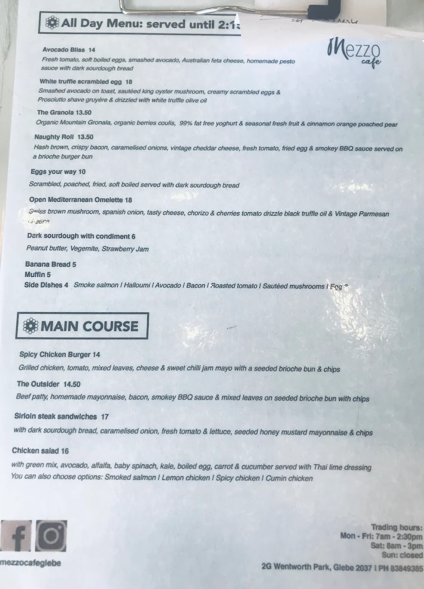 Menu, Jaya Espresso