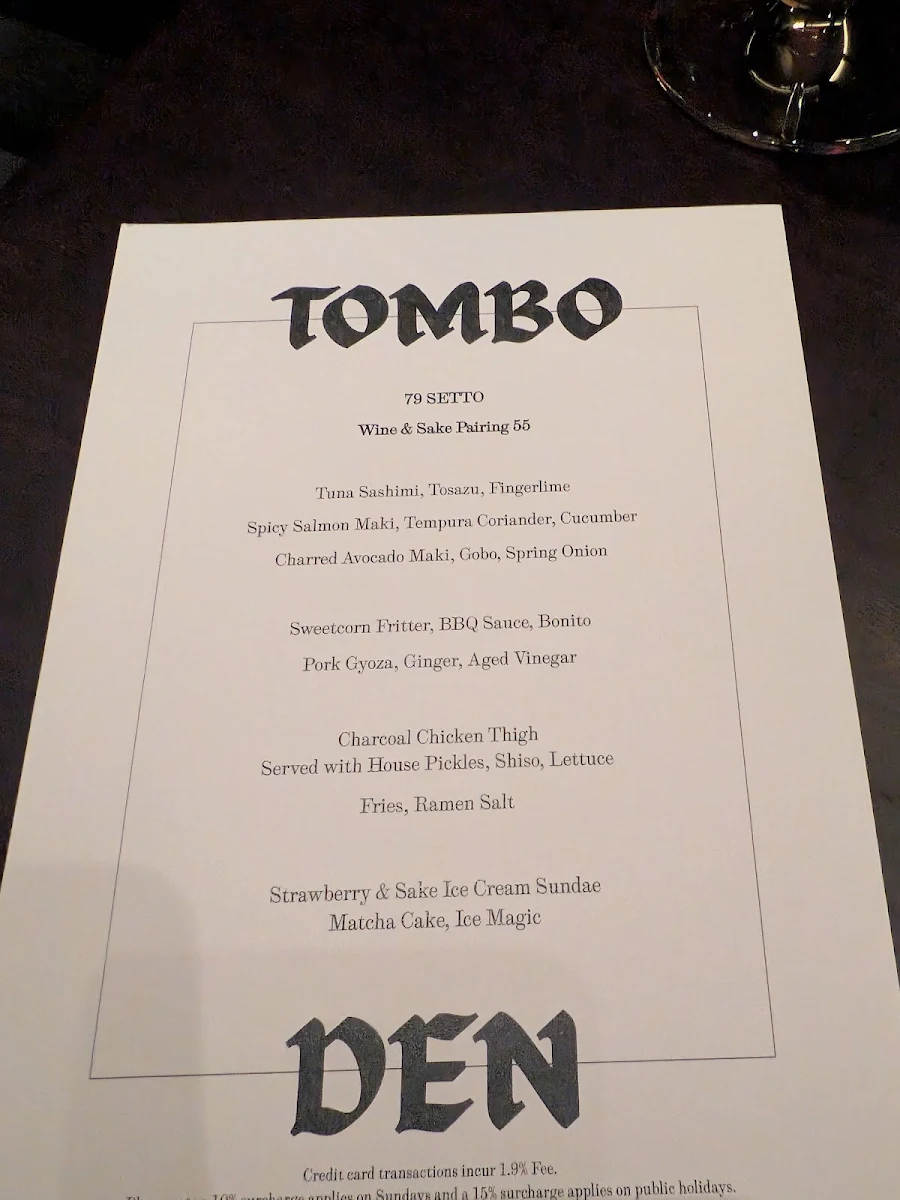 Menu, Tombo Den