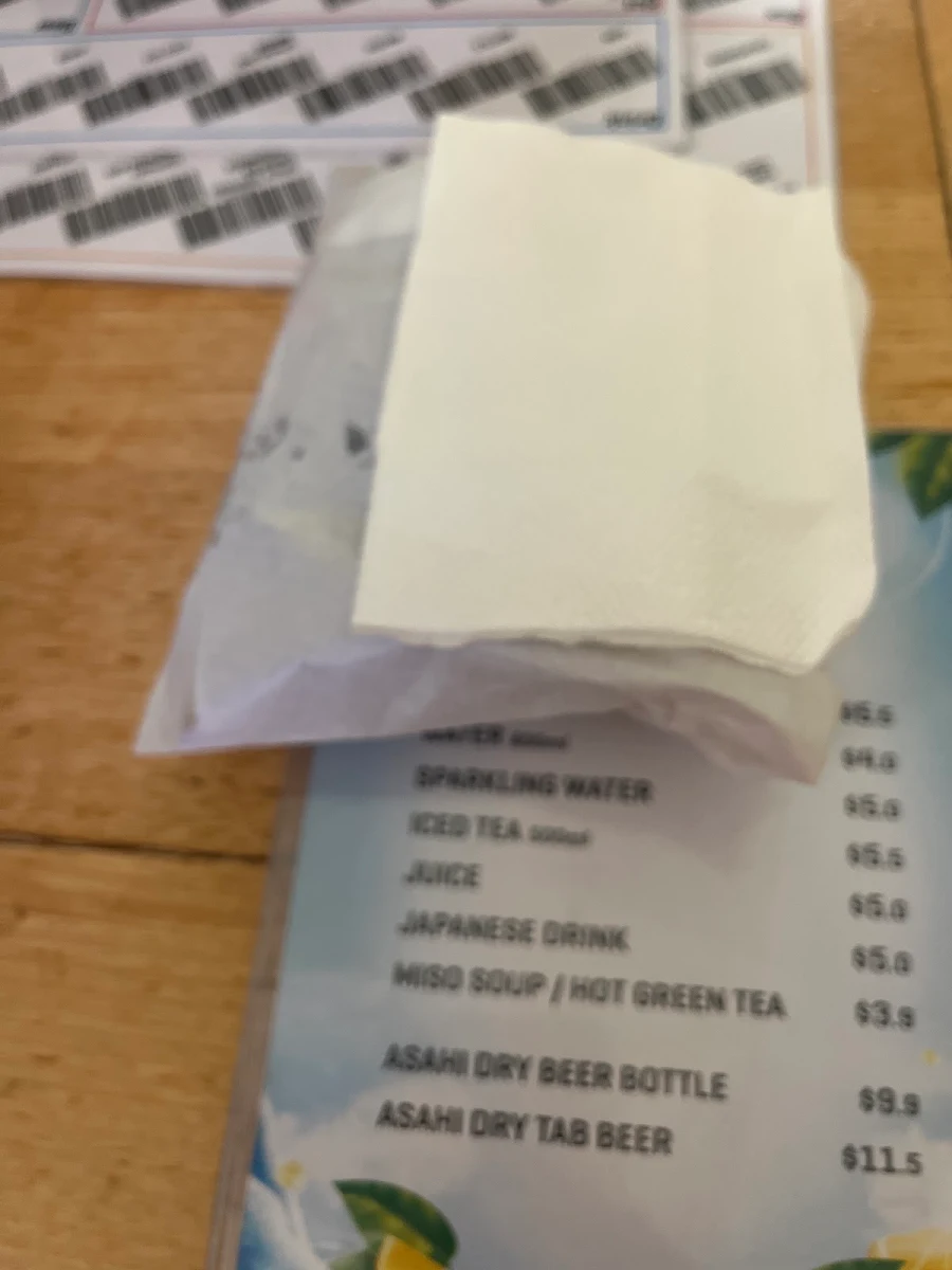 Menu, Sushia (Sydney Int' Airport)