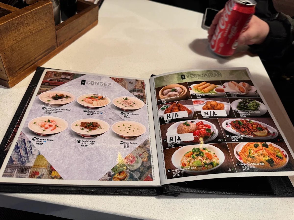 Menu, China Bar Russell Street