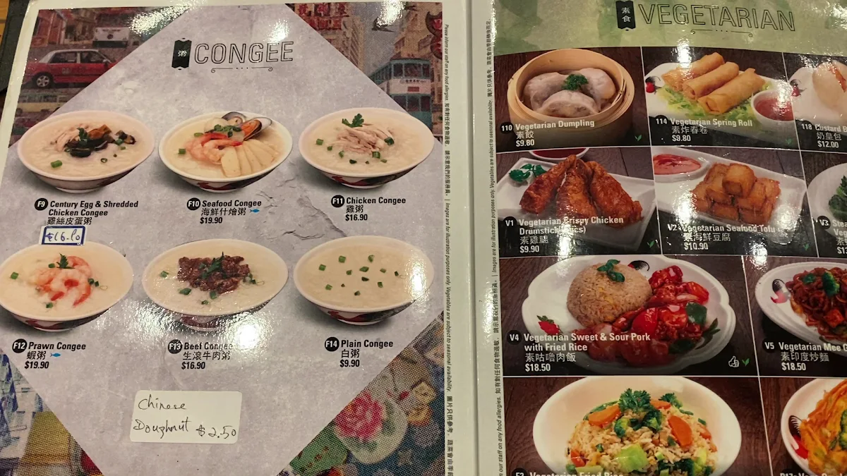 Menu, China Bar Russell Street