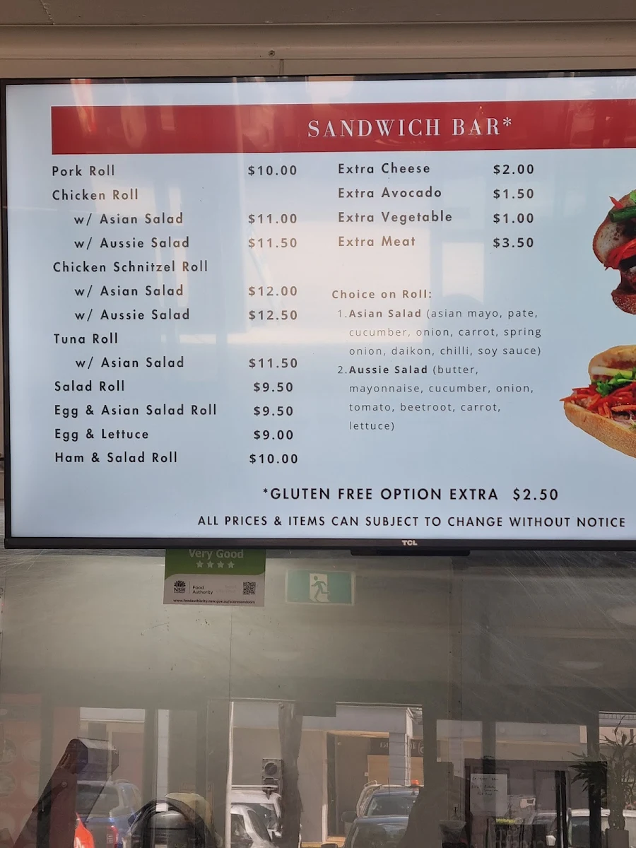 Menu, Penrith Pies and Pastries