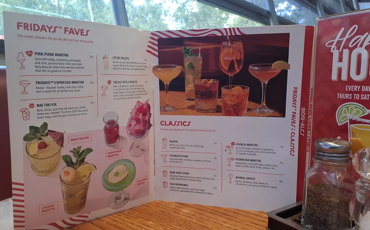 Menu, TGI Fridays Macquarie
