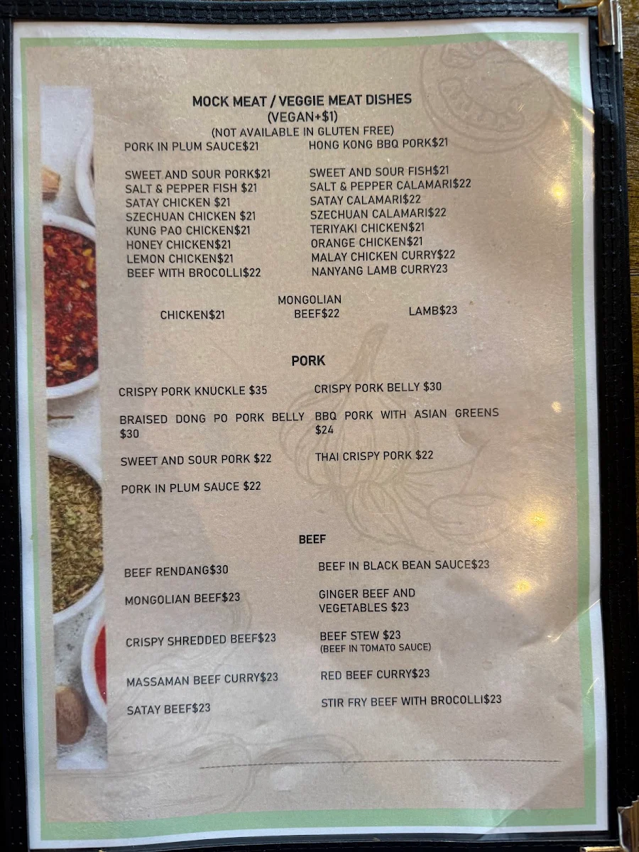Menu, Bamboo Box