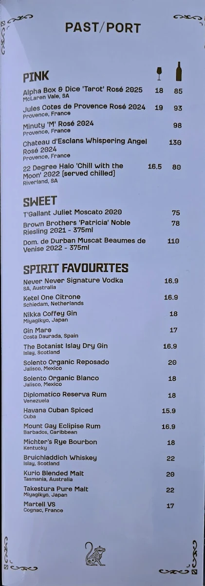 Menu, The Waterside Hotel