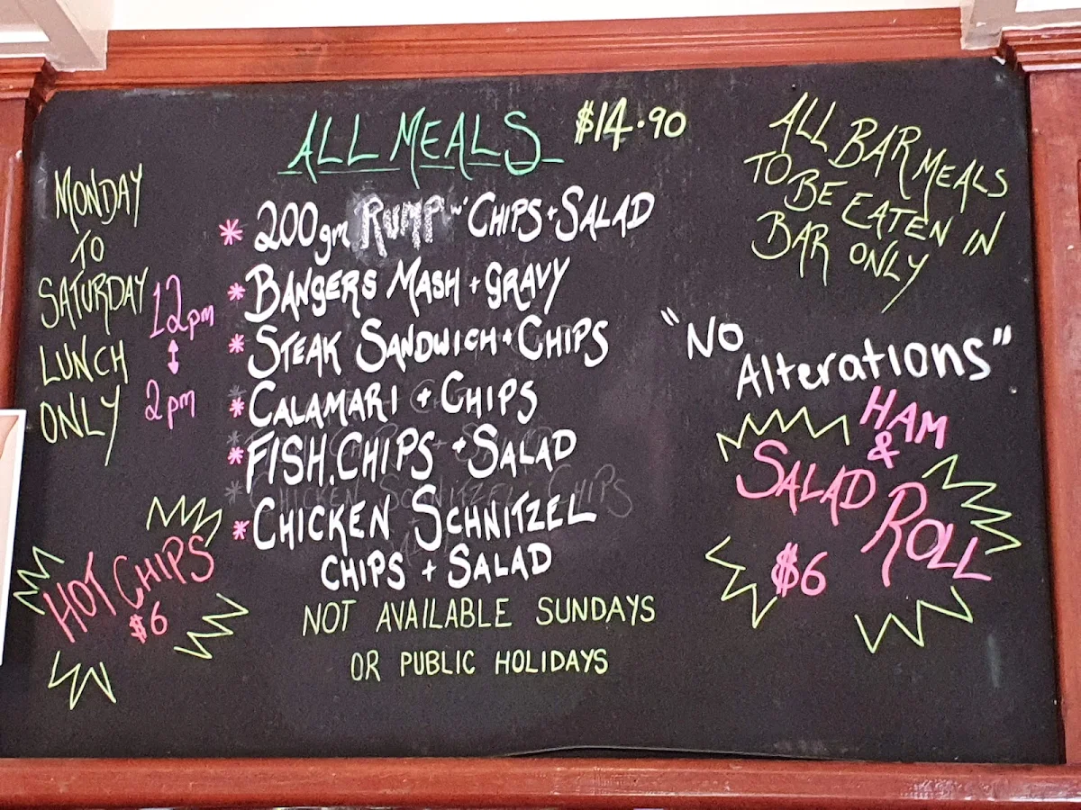 Menu, Canungra Hotel