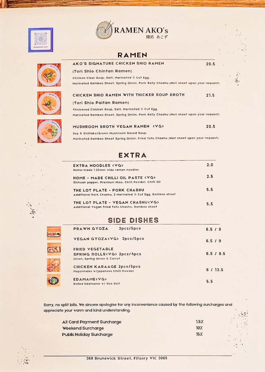 Menu, RAMEN AKO’s