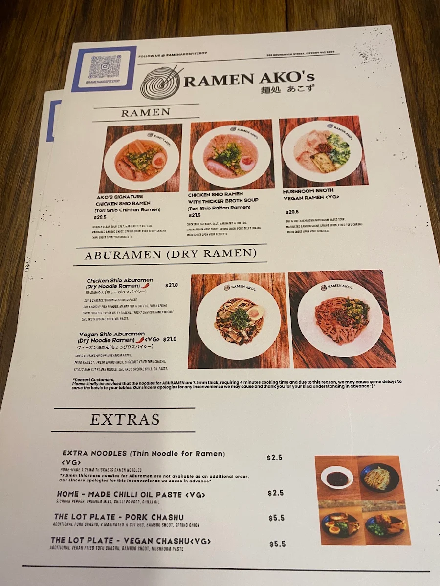 Menu, RAMEN AKO’s