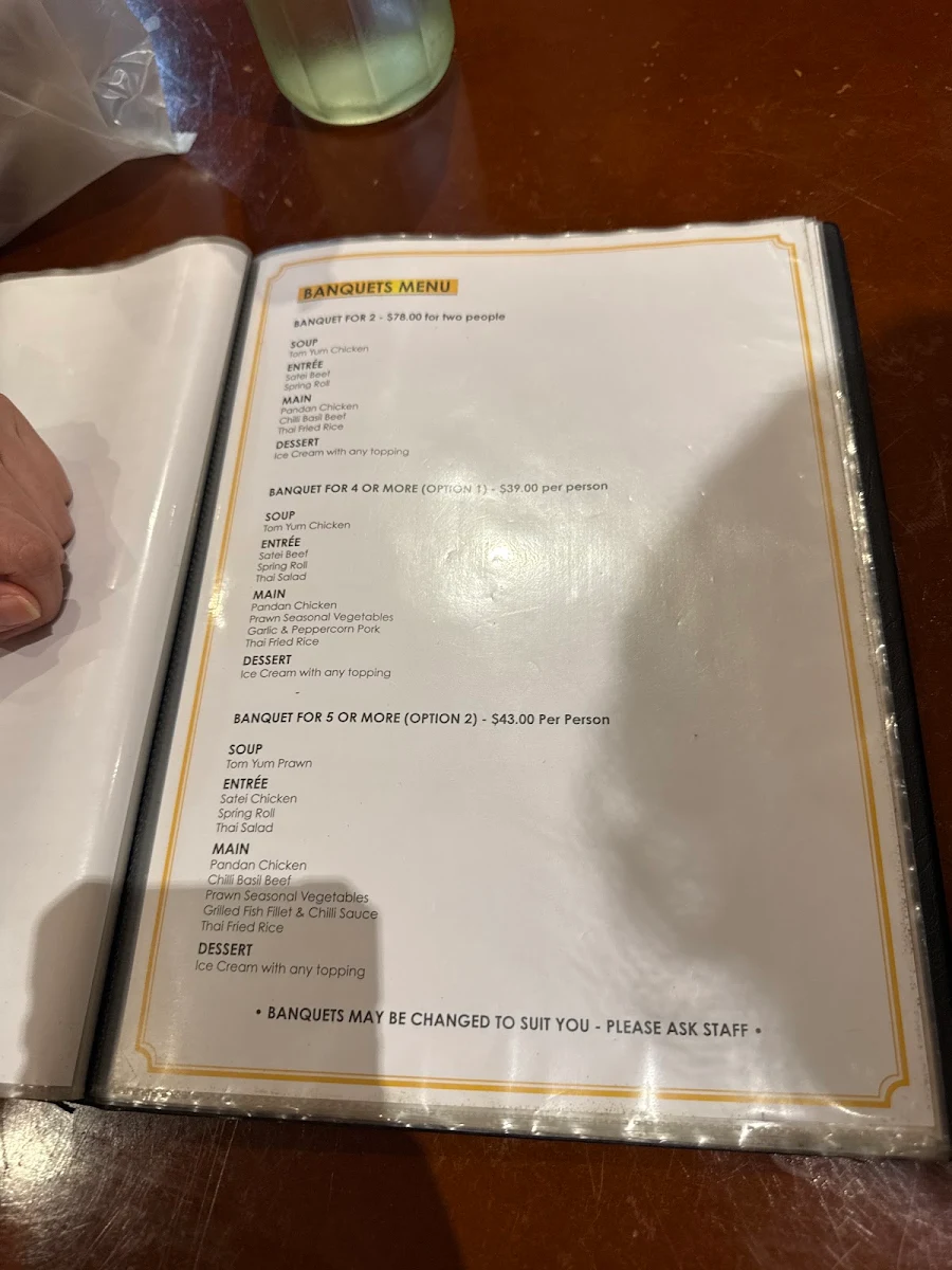 Menu, Khim Thai Restaurant