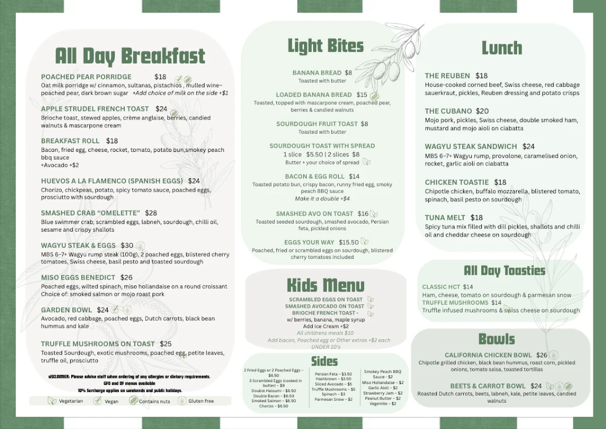 Menu, The Exchange