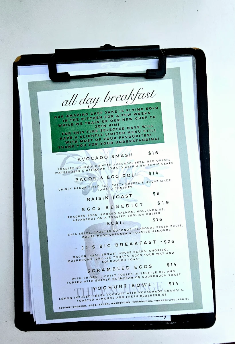 Menu, The Exchange