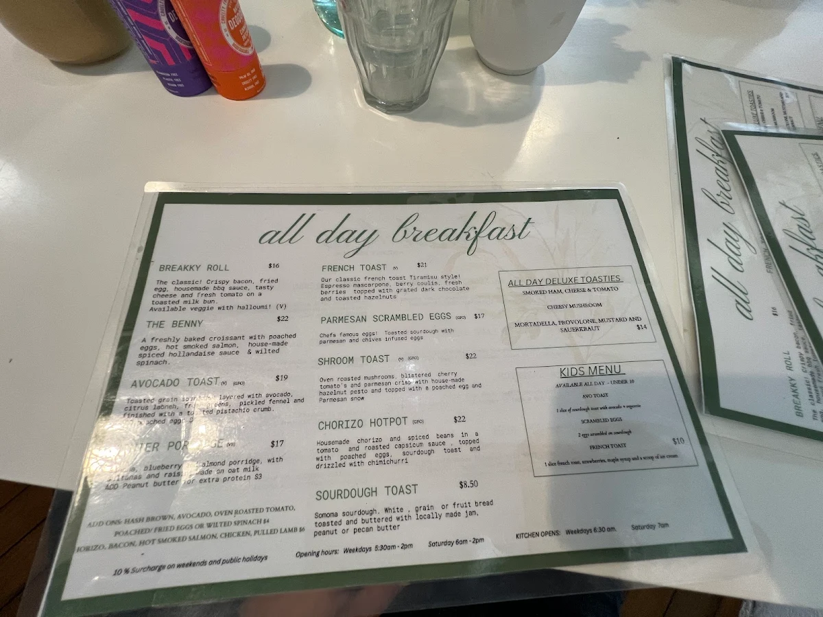 Menu, The Exchange