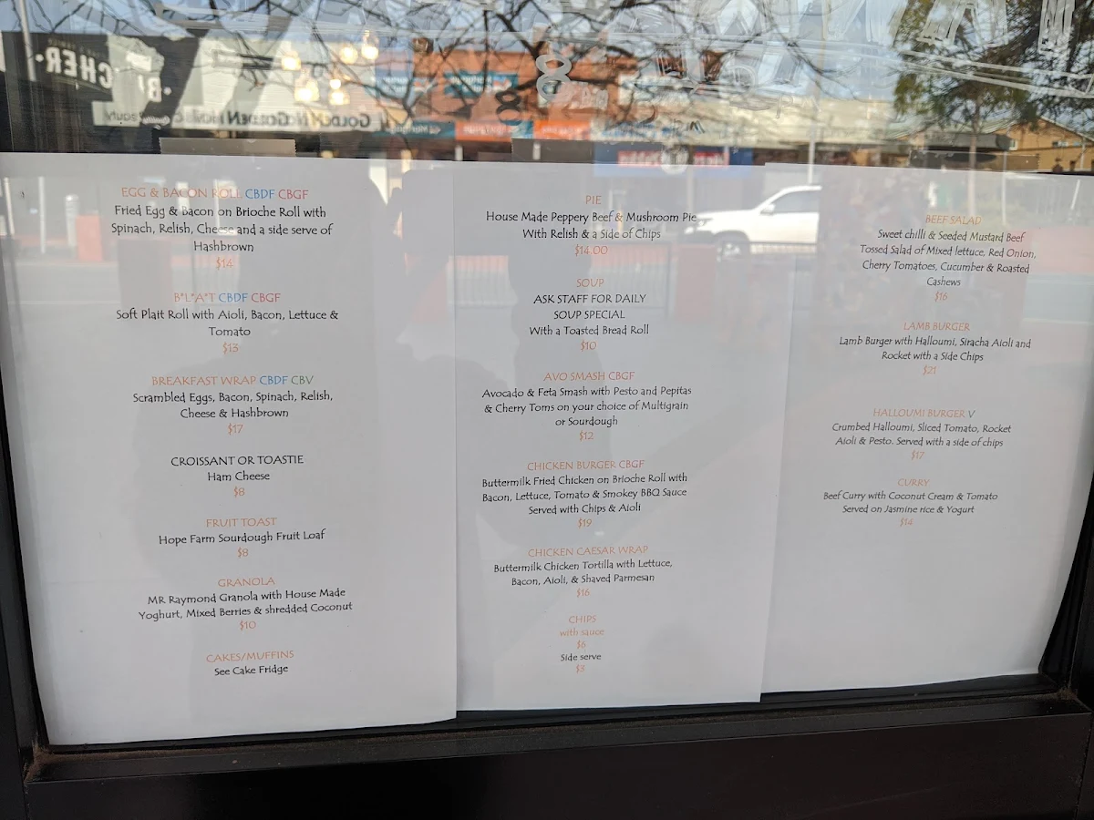 Menu, Raymond Cafe