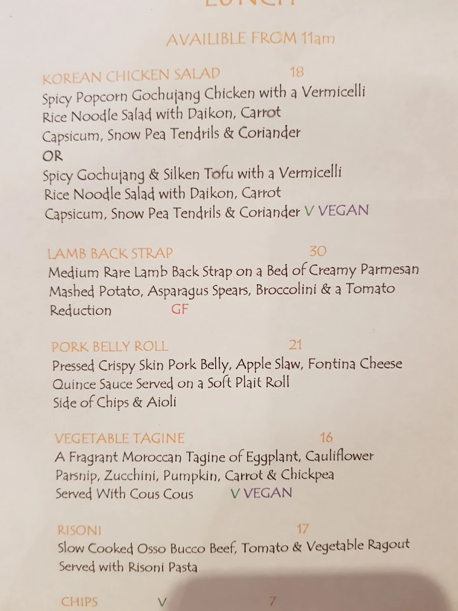 Menu, Raymond Cafe