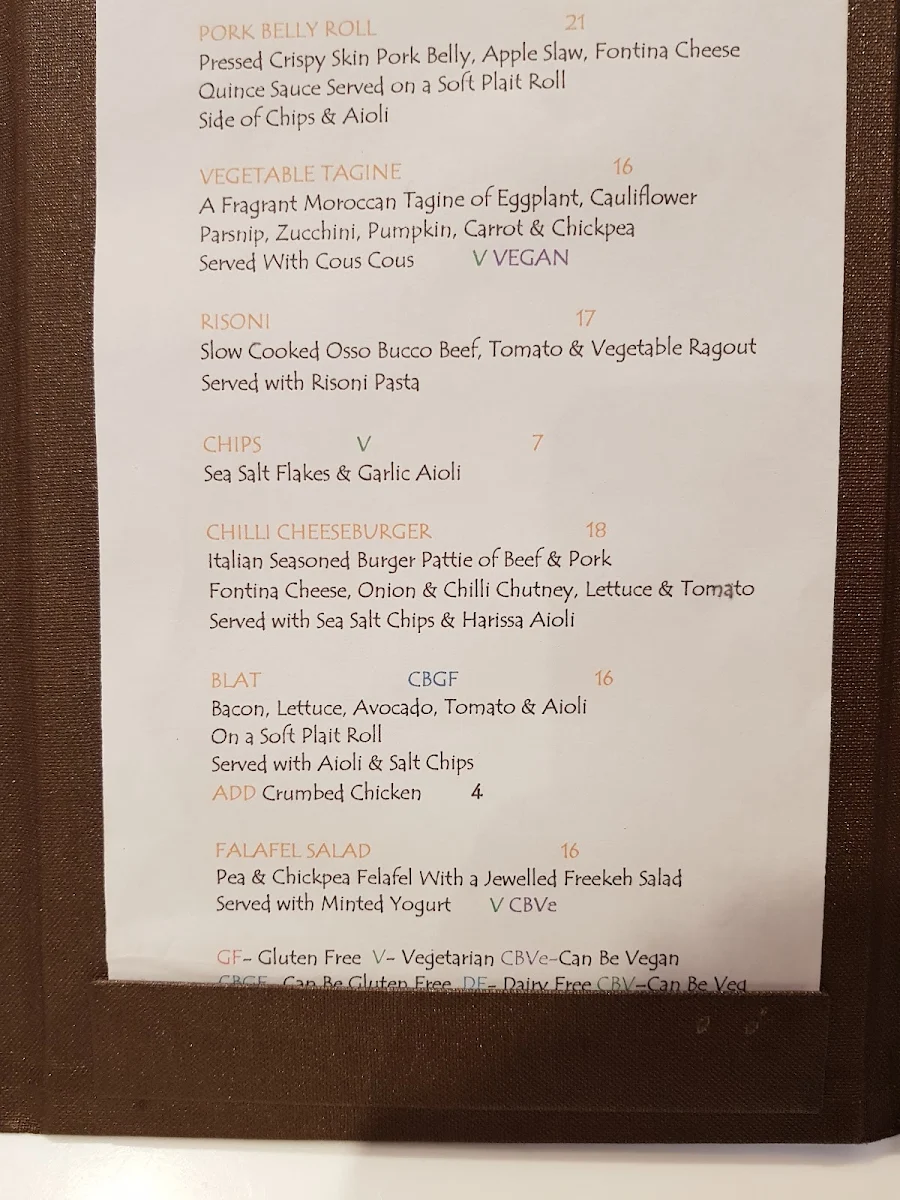 Menu, Raymond Cafe